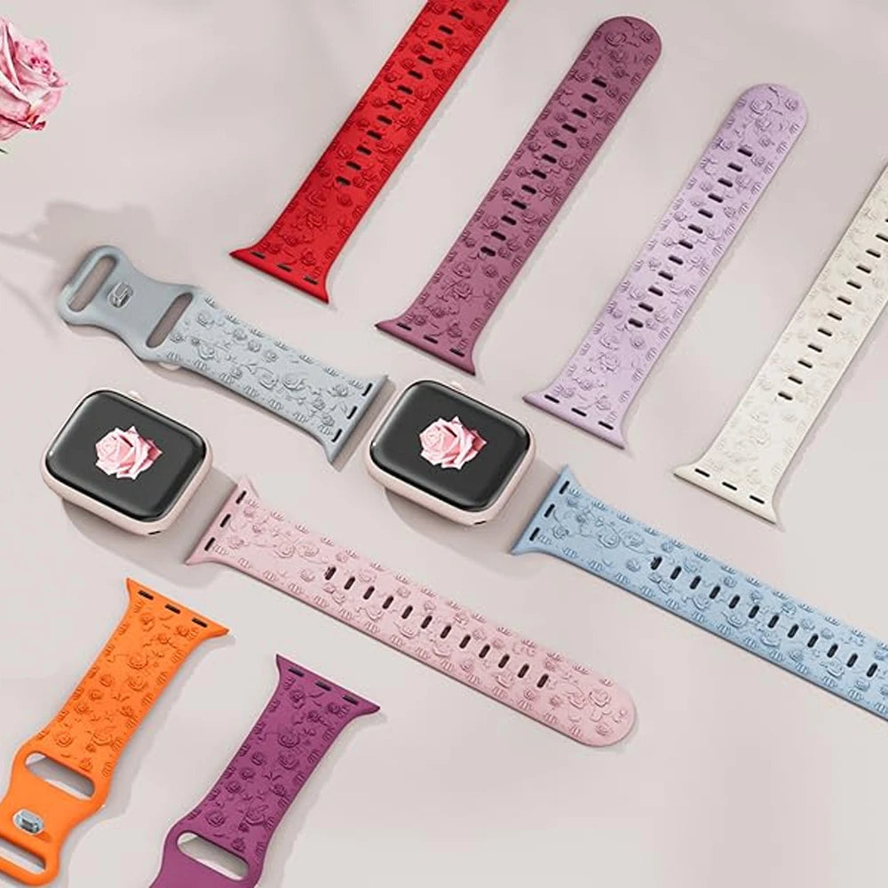 Floral Engraved Silicone Strap