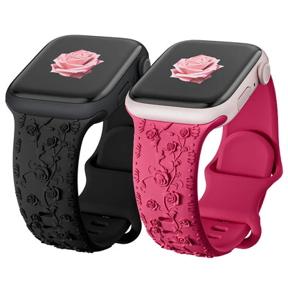 Floral Engraved Silicone Strap